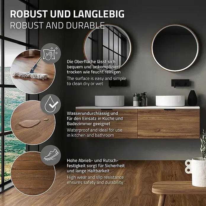 ML-Design Vinylboden Klickvinyl Outtrigger Eiche 3,08m²/14 Dielen 4,2mm Trittschalldämmung - Braun, Landhausdiele
