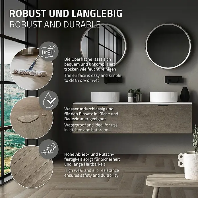 ML-Design Vinylboden 1 x Paket Vinylboden (20 x Diele pro Karton = 1,5616 m²) - Dunkelbraun, Landhausdiele