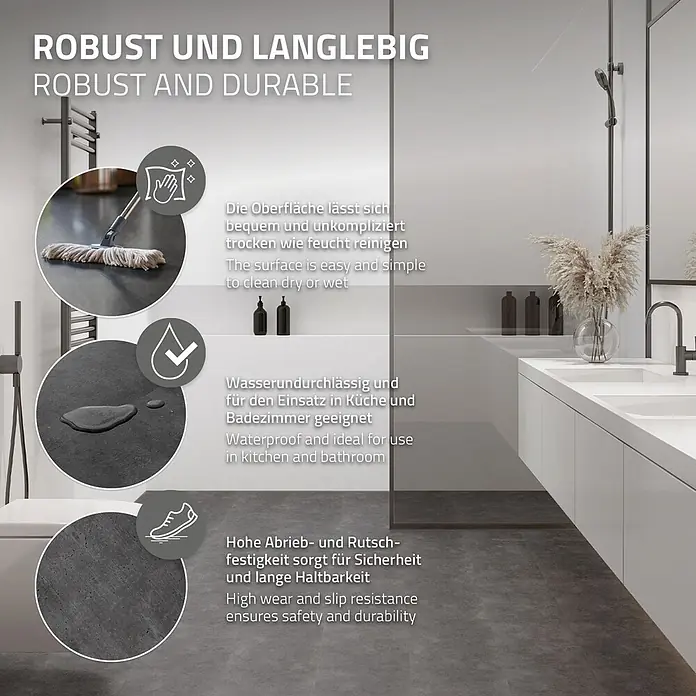 ML-Design Vinylboden Klickvinyl 1,86m²/10 Dielen, Zement Dunkel - Zement Dunkel, Sonstige, 615 x 310 x 4,2 mm