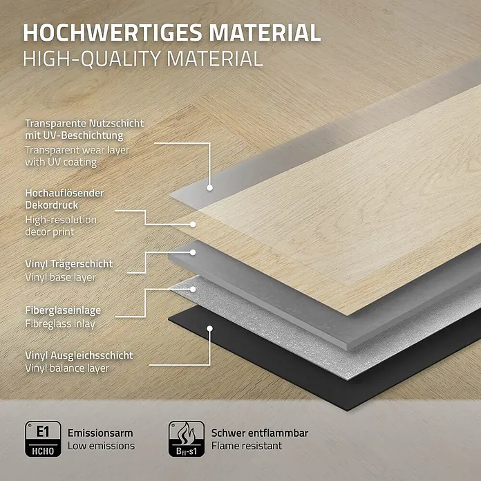 ML-Design Vinylboden 1 x Paket Vinylboden (20 x Diele pro Karton = 1,5616 m²) - Braun, Landhausdiele