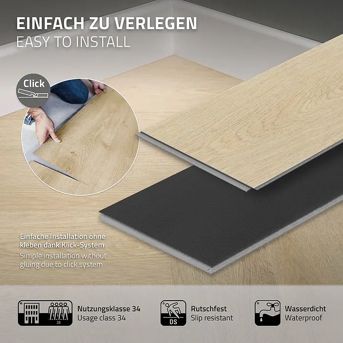 ML-Design Vinylboden 1 x Paket Vinylboden (20 x Diele pro Karton = 1,5616 m²) - Braun, Landhausdiele
