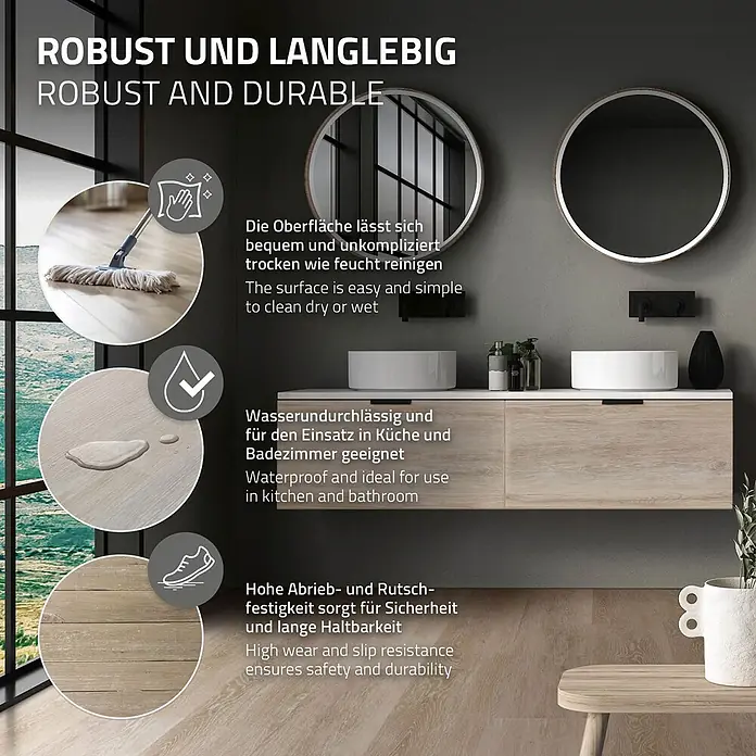 ML-Design Vinylboden 1 x Paket Vinylboden (7 Stück = 1,54 m²) - Braun, Landhausdiele