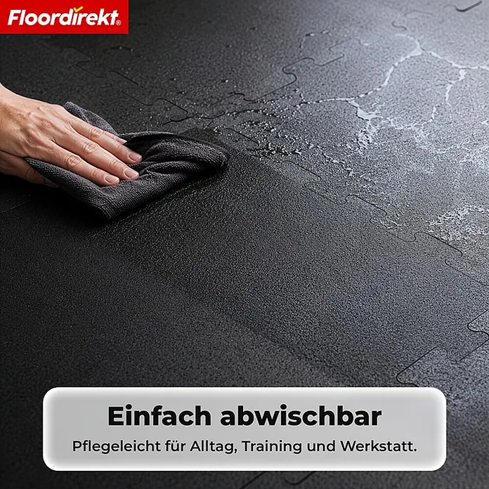 Floordirekt Fußbodenschutzmatte Gummi Steckmatte 50 x 50 cm Eckstück - 50 x 50 cm, Schwarz