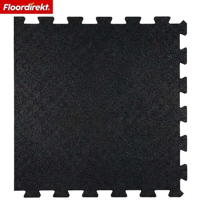 Floordirekt Fußbodenschutzmatte Gummi Steckmatte 50 x 50 cm Randstück - 50 x 50 cm, Schwarz