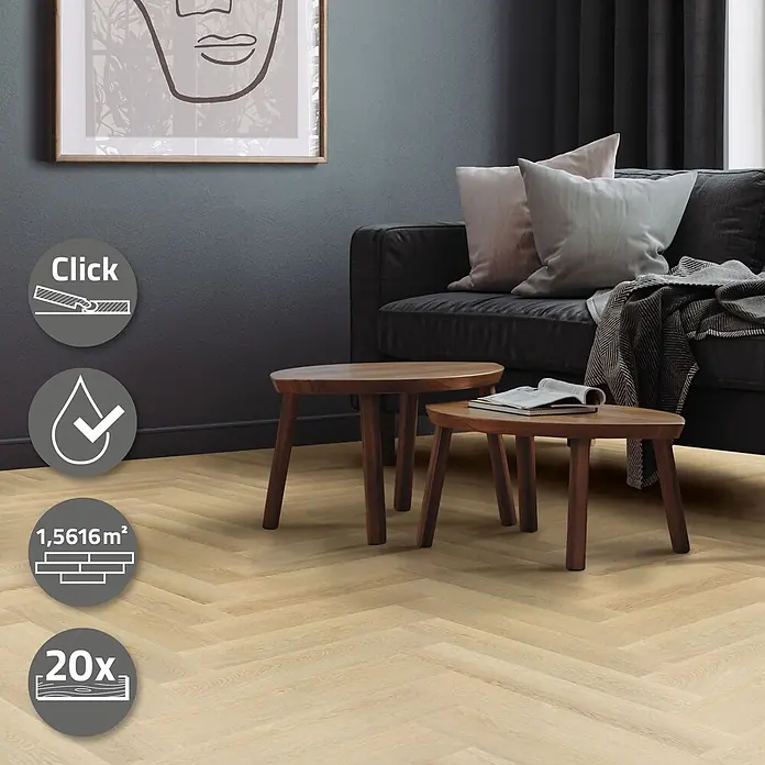 ML-Design Vinylboden 1 x Paket Vinylboden (20 x Diele pro Karton = 1,5616 m²) - Braun, Landhausdiele