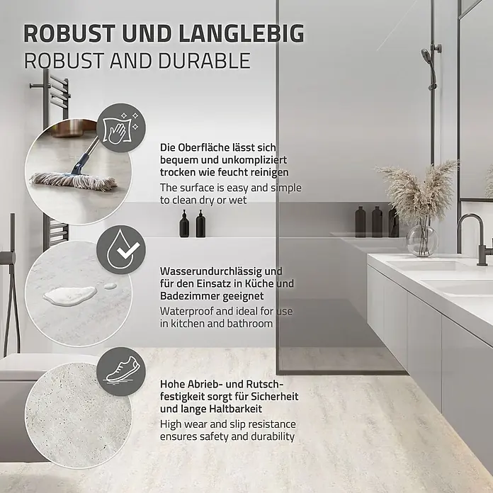 ML-Design Vinylboden Klickvinyl 1,86m²/10 Dielen, Grau Zement Hell - Zement Hell, Sonstige, 615 x 310 x 4,2 mm