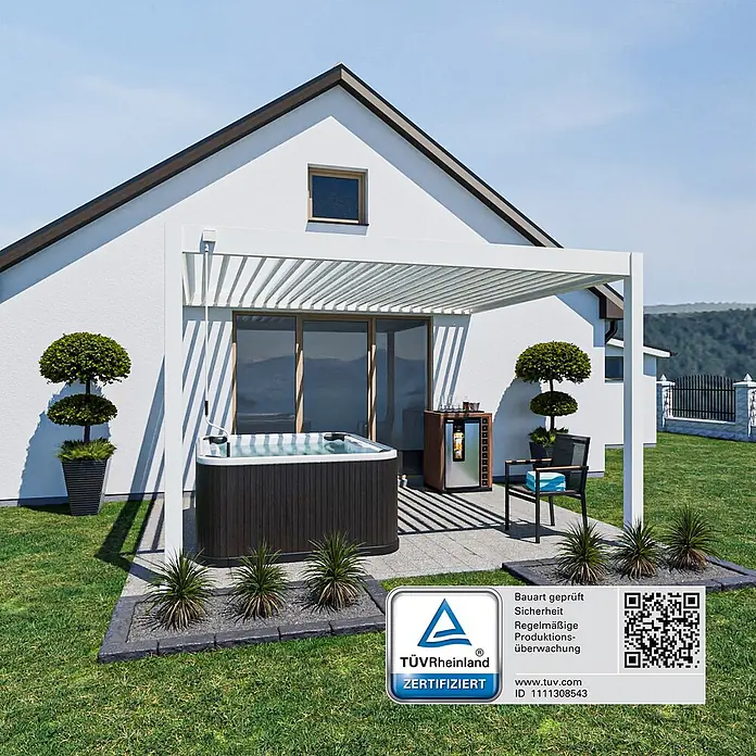 Weide Terrassenüberdachung - B x T: 400 m x 360 cm, Weiß, Aluminum, Weiß