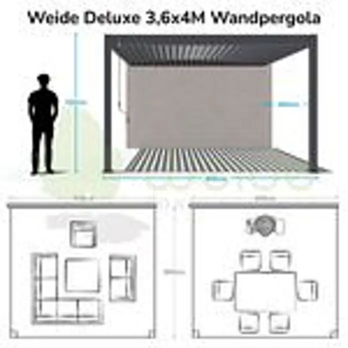 Weide Terrassenüberdachung - B x T: 400 m x 360 cm, Weiß, Aluminum, Weiß