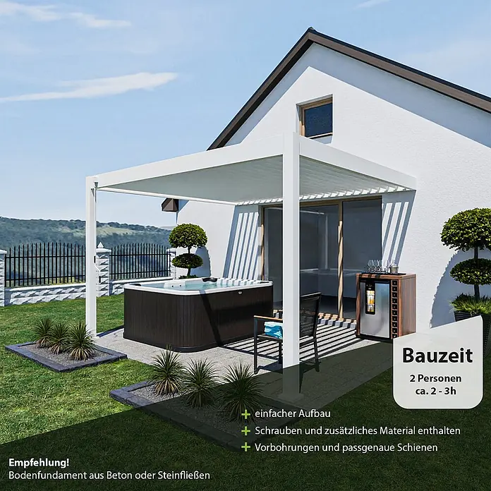 Weide Terrassenüberdachung - B x T: 400 m x 360 cm, Weiß, Aluminum, Weiß