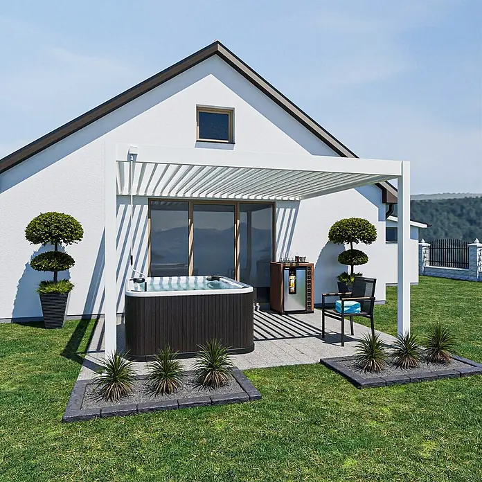 Weide Terrassenüberdachung - B x T: 400 m x 360 cm, Weiß, Aluminum, Weiß