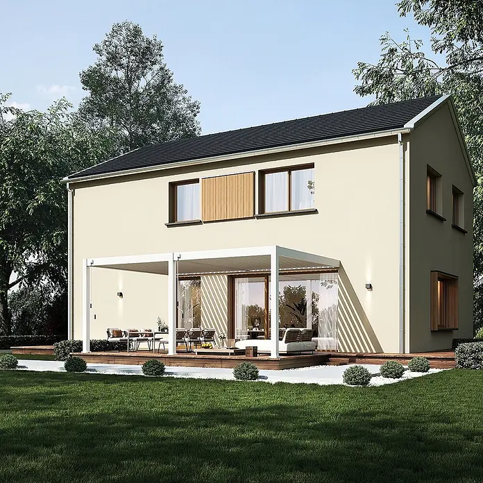 Weide Terrassenüberdachung - B x T: 600 m x 400 cm, Weiß, Aluminum, Weiß