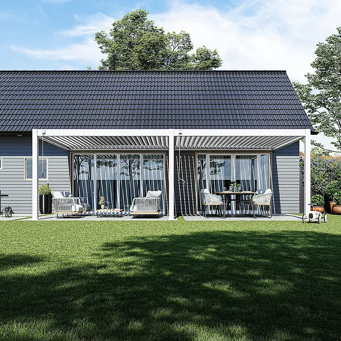 Weide Terrassenüberdachung - B x T: 800 m x 400 cm, Weiß, Aluminum, Weiß
