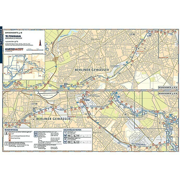 Binnenkarten 3.17/3.18: Berliner Spree & Kanäle / Telkowkanal; 1:40.000; Kartenwerft GmbH