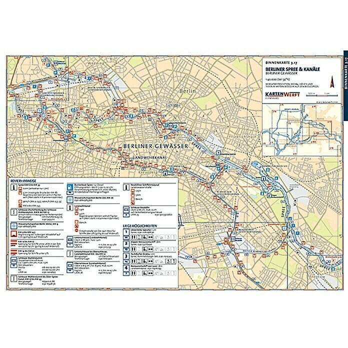 Binnenkarten 3.17/3.18: Berliner Spree & Kanäle / Telkowkanal; 1:40.000; Kartenwerft GmbH