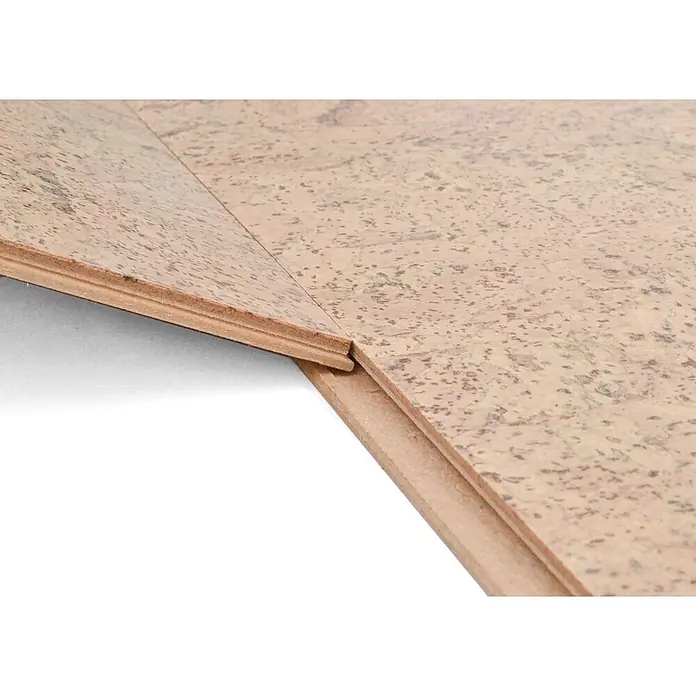 Bricoflor Korkboden Klick-System Korkparkett versiegelt, Rustikal creme hell, 2,136 qm/Karton - 295 x 905 x 10,5 mm - Zwei Korkbodenplatten mit Klick-System, zeigen die natürliche Maserung.