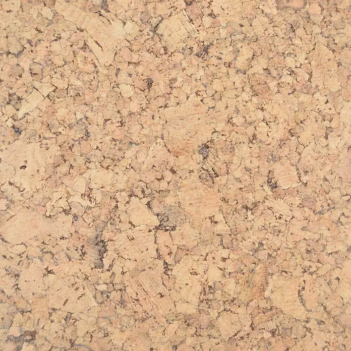 Bricoflor Korkboden Klick-System Korkparkett versiegelt, Klassik grob creme, 2,136 qm/Karton - 295 x 905 x 10,5 mm - Natürliche, hellbraune Korkplatten-Textur mit dunkleren Sprenkeln.