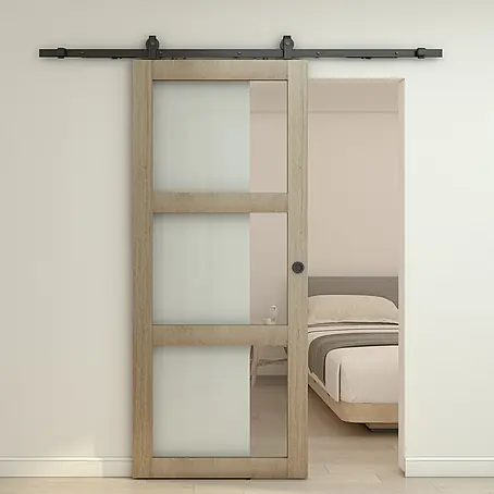 Inova  Schiebetür-Komplettset Holzschiebetür Eiche mit Glaseinsatz und Softclose 1025 x 2150 mm