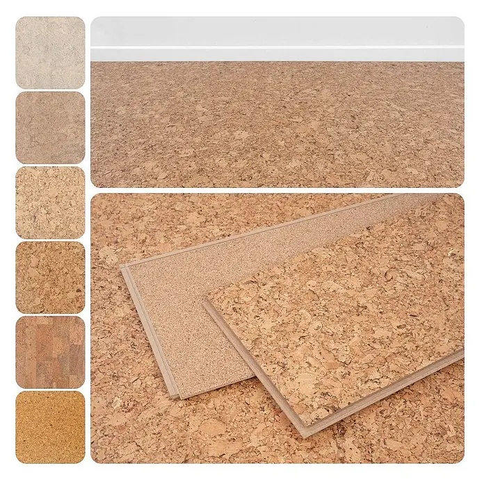 Bricoflor Korkboden Klick-System Korkparkett versiegelt, Klassik grob natur, 2,136 qm/Karton - 295 x 905 x 10,5 mm - Natürliche Korkbodenbelag-Dielen, verlegt und lose, mit verschiedenen Korkfarbmustern.