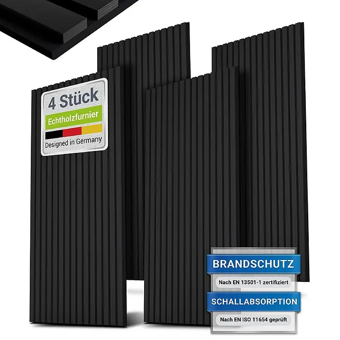 Juskys Wandpaneel - Schwarz, 120 x 60 mm
