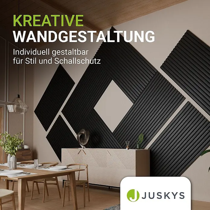 Juskys Wandpaneel - Schwarz, 120 x 60 mm