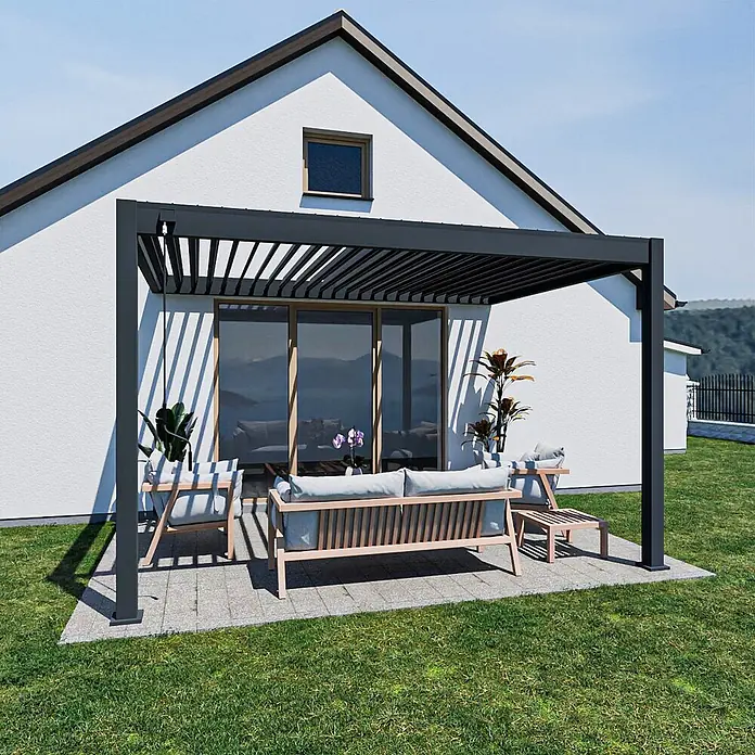 Weide Terrassenüberdachung - B x T: 400 m x 300 cm, Anthrazit, Aluminum, Anthrazit