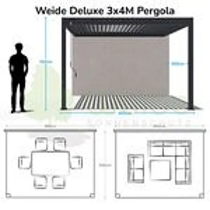 Weide Terrassenüberdachung - B x T: 400 m x 300 cm, Weiß, Aluminum, Weiß