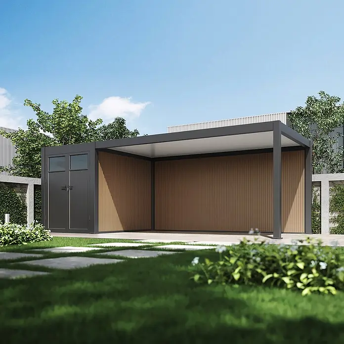 Weide Terrassenüberdachung - B x T: 530 m x 2,8 cm, Holz, WPC, Holz