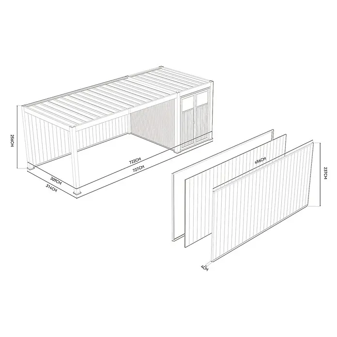 Weide Terrassenüberdachung - B x T: 530 m x 2,8 cm, Holz, WPC, Holz