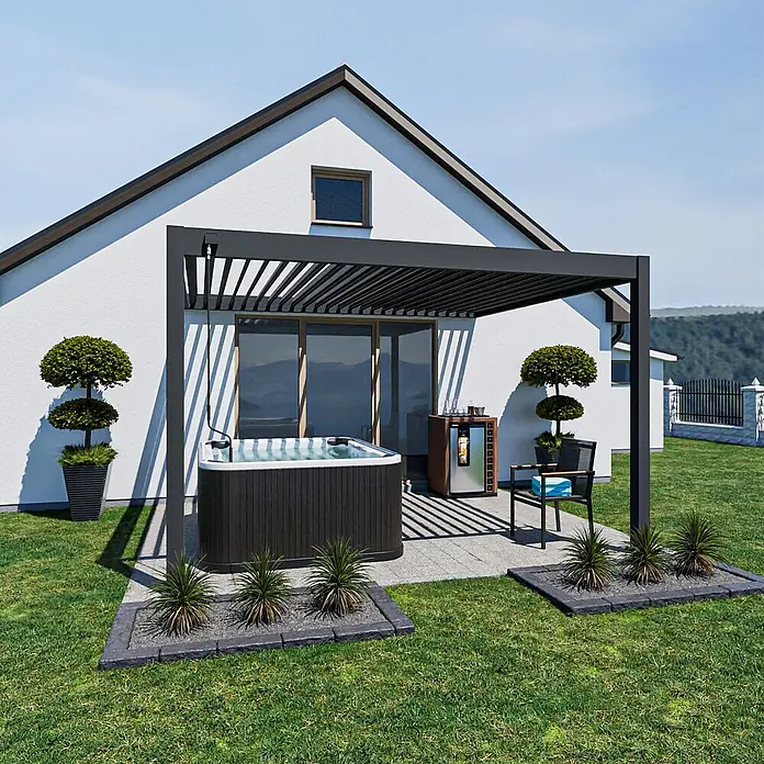 Weide Terrassenüberdachung - B x T: 400 m x 360 cm, Anthrazit, Aluminum, Anthrazit