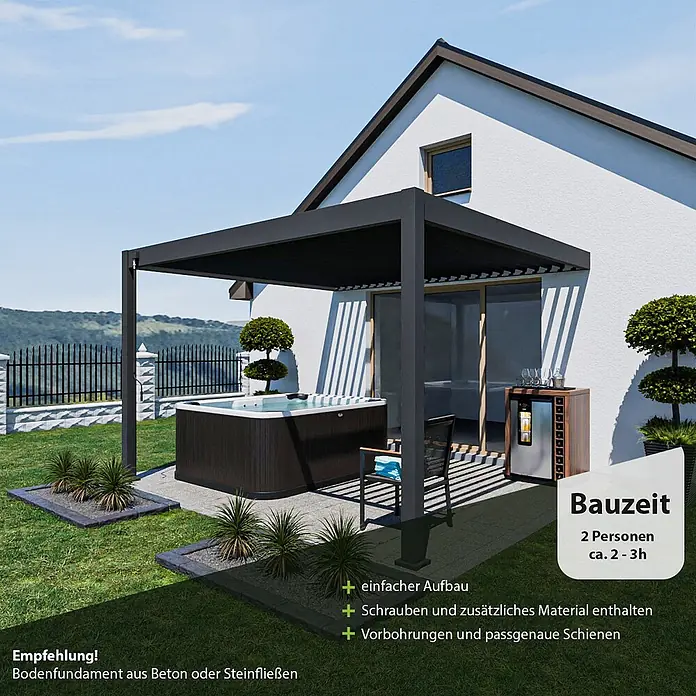 Weide Terrassenüberdachung - B x T: 400 m x 360 cm, Anthrazit, Aluminum, Anthrazit