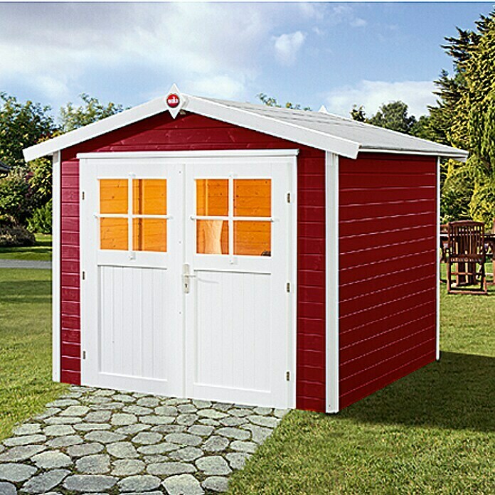 Weka Gartenhaus Colore (Außenmaß inkl. Dachüberstand (B x T): 280 x 263 cm,  Holz, Rot, Grundfläche: 5,62 m²) | BAUHAUS