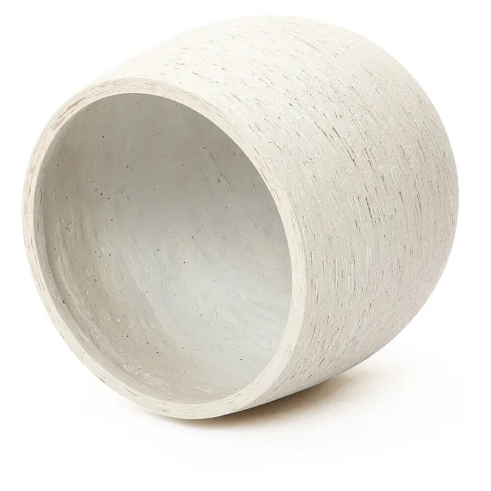 Hometopia Pflanztopf HTPL0166 - Außenmaß (Ø x H): 31 x 31,8 cm, Verbundwerkstoff, Weiß - Zylindrischer cremefarbener, strukturierter Pflanztopf.