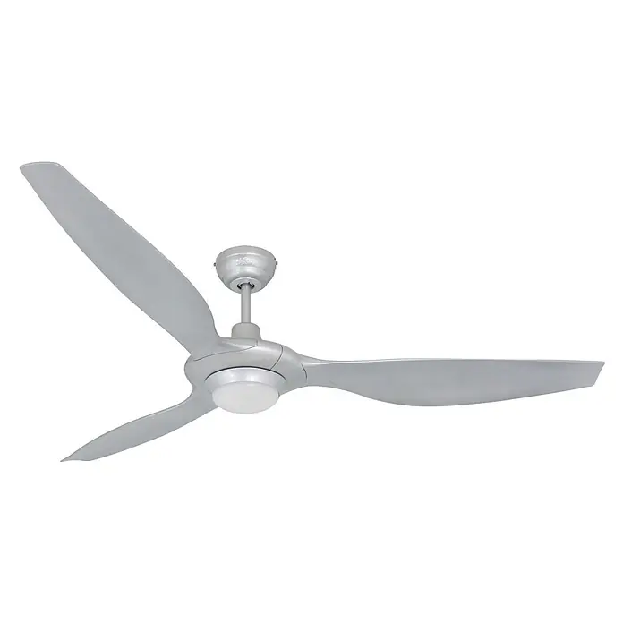 Outdoor Deckenventilator SLIM mit LED silber 157 cm -  - Silberner Deckenventilator mit drei Flügeln und integrierter Beleuchtung.