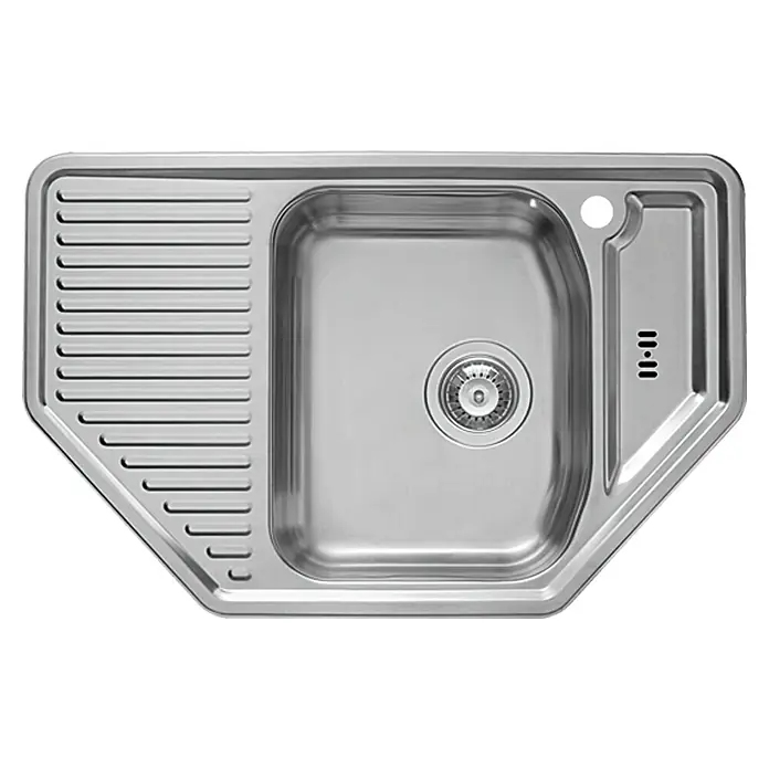 Admiral Einbauspüle Exagon - 78 x 50 cm, Edelstahl - Edelstahlspüle mit Abtropffläche und modernem Design für die Küche. Perfekt für stilvolle und funktionale Küchenlösungen.