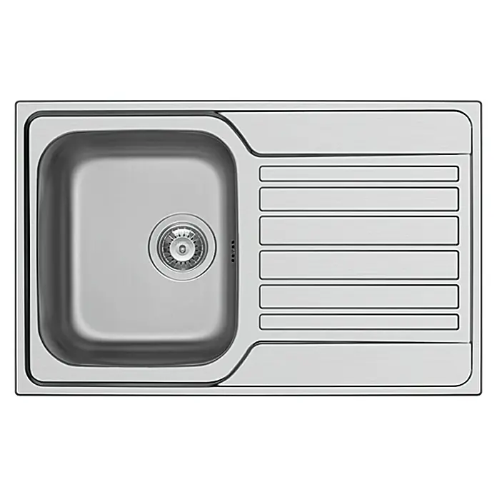 Admiral Einbauspüle Fedra - 79 x 50 cm, Edelstahl - Edelstahlspüle mit Abtropffläche, ideal für moderne Küchen. Die Spüle ist robust und leicht zu reinigen.