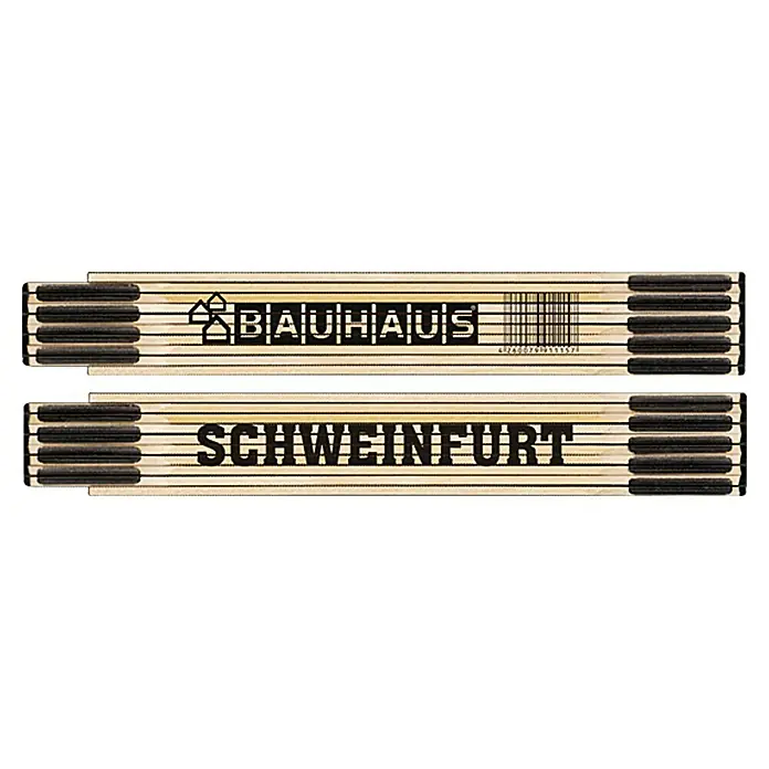 BAUHAUS Zollstock - Schweinfurt, 2 m - Zollstock mit den Aufschriften "Bauhaus" und "Schweinfurt", ideal für Messungen und Heimwerkerprojekte.