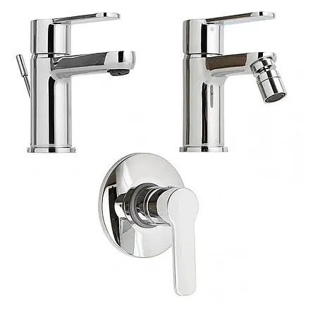 KV Badarmaturen-Set aus verchromtem Messing für Waschtisch, Bidet und Unterputz-Dusche | Nora