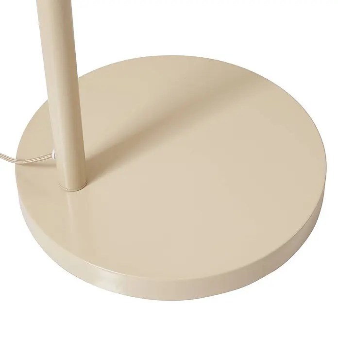 Lindby Stehleuchte Helin - creme / amber, creme / amber, E27 - Runder, flacher, beigefarbener Lampenfuß mit passendem Stiel und beigem geflochtenen Stromkabel.