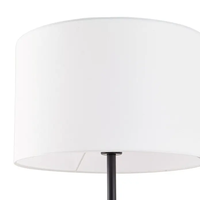 Lindby Stehlampe Wohnzimmer in schwarz, creme, Stehleuchte -  - Weißer zylindrischer Lampenschirm aus Stoff mit schwarzem Metallschaft.
