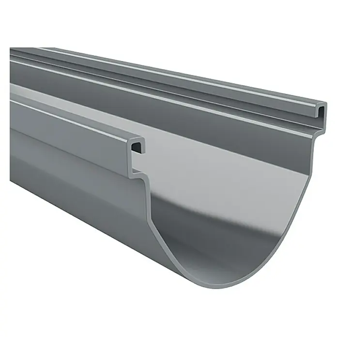 FunkeGruppe Dachrinne Vario - Nennweite: 70 mm, Länge: 100 cm, Kunststoff, Grau - Graue Dachrinne aus Kunststoff mit hakenförmigem Design zur einfachen Installation und Wasserableitung vom Dach.
