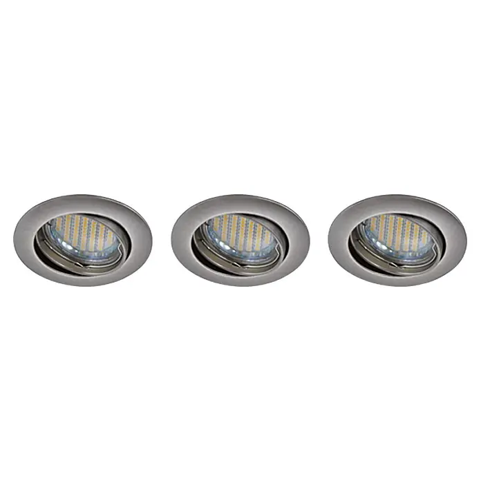 Tween Light Set de focos LED empotrables - 9,6 W, Níquel mate, Blanco cálido, IP44 - Tres focos empotrables de níquel cepillado. Lámparas modernas para interiores elegantes con una solución eficiente.