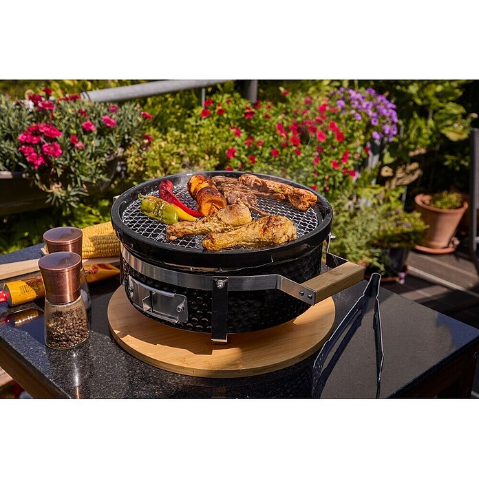 Kingstone Holzkohlegrill Kamado Tischgrill (Durchmesser Grillfläche: 29,5 cm, Schwarz) | BAUHAUS