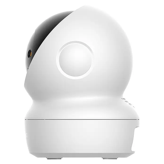 EZVIZ Cámara de vigilancia H6C - Blanco, Ángulo de detección: 360 °, Alcance de detección: 10 m - Cámara de seguridad blanca con movimiento pan/tilt, parte superior negra y lente redonda.