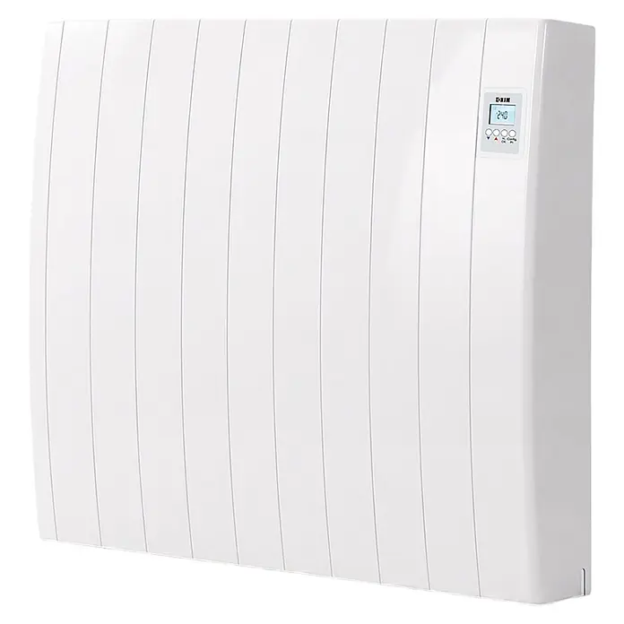 HJM Emisor térmico cerámico Tayn con WiFi - 1.500 W, Blanco, 12,5 x 85 x 57,4 cm, Cerámico - Radiador eléctrico blanco con aletas verticales y una pantalla digital para el control de temperatura.