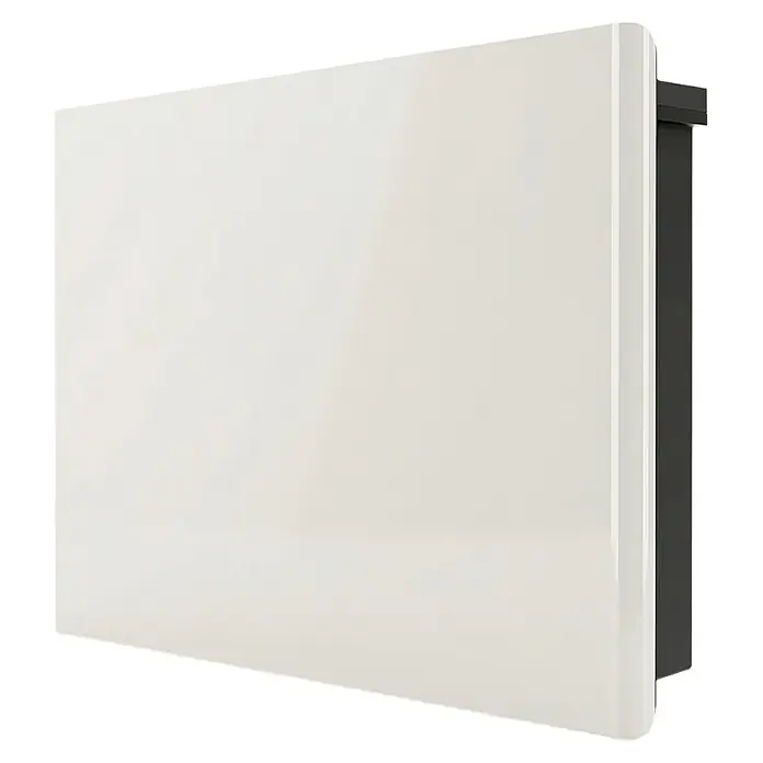 HJM Emisor térmico cerámico Solea con WiFi - 2.000 W, Blanco, 91 x 10,5 x 56 cm, Cerámico - Calentador eléctrico de panel blanco brillante con panel lateral gris oscuro.