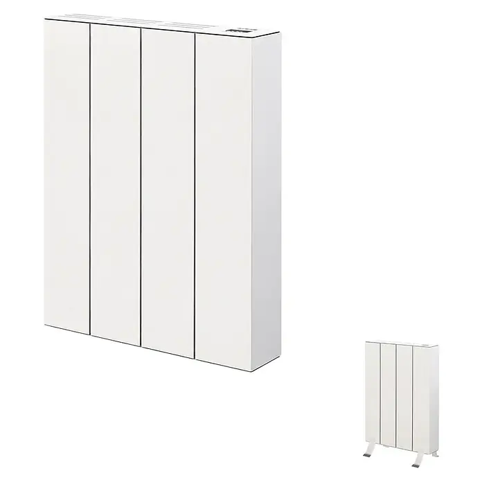 HJM Emisor térmico Elian - 500 W, Blanco, 10 x 33,5 x 50 cm, Seco - Radiador eléctrico blanco con múltiples paneles verticales.