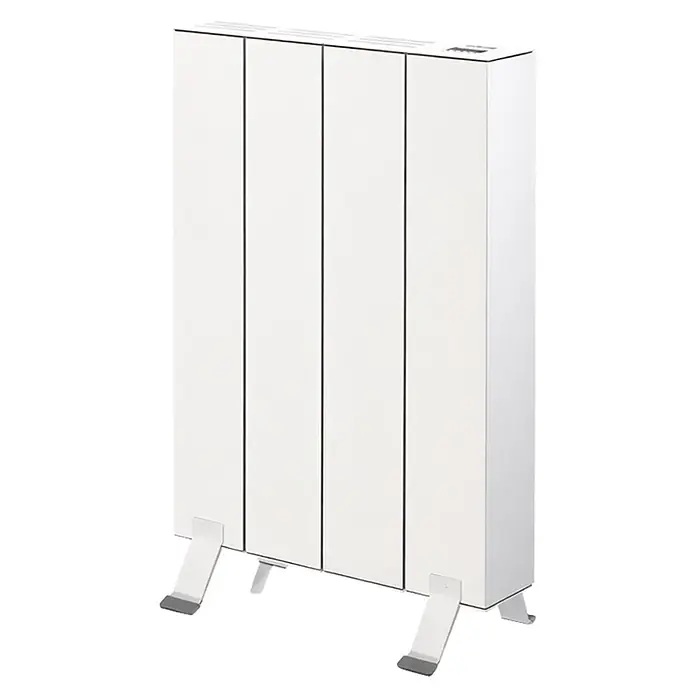 HJM Emisor térmico Elian - 500 W, Blanco, 10 x 33,5 x 50 cm, Seco - Radiador eléctrico blanco con paneles verticales y patas de apoyo.