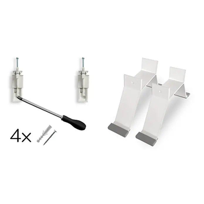 HJM Emisor térmico Elian - 2.000 W, Blanco, 10 x 84,4 x 50 cm, Seco - Kit de montaje blanco para radiador con dos soportes, tornillos, tacos y un destornillador.