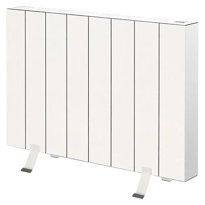 HJM Emisor térmico Elian - 1.500 W, Blanco, 10 x 67,2 x 50 cm, Seco - Radiador eléctrico blanco con paneles verticales y dos soportes de suelo.