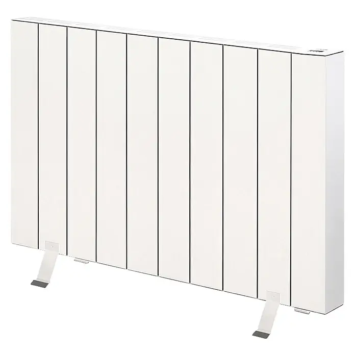 HJM Emisor térmico Elian - 2.000 W, Blanco, 10 x 84,4 x 50 cm, Seco - Radiador eléctrico blanco con paneles verticales, de pie sobre dos pequeños soportes.